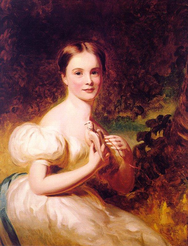 George Henry Harlow Portrait of a Young Girl with a Dove oil painting picture